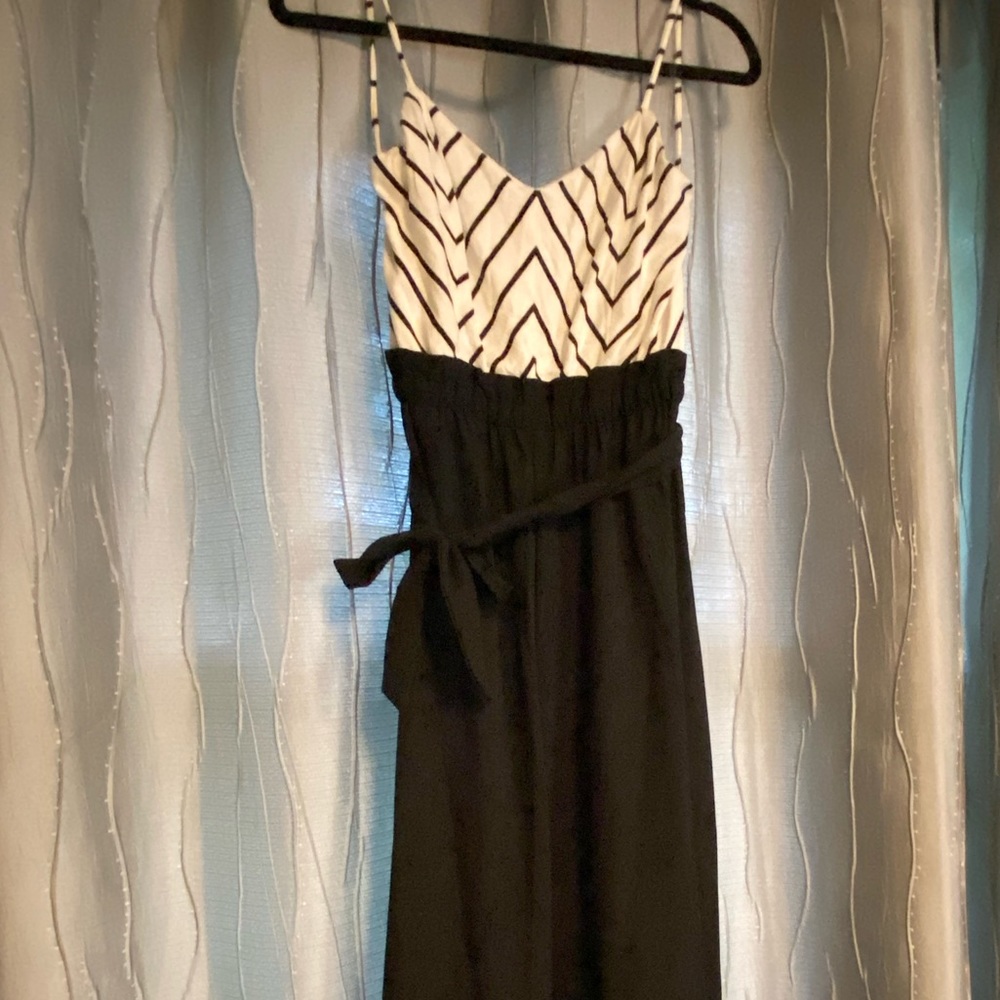 Wide leg black and white jumpsuit